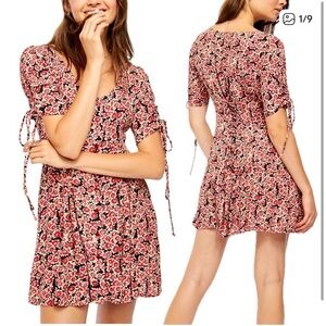 Free People Lace-Up Minidress Black Combo M